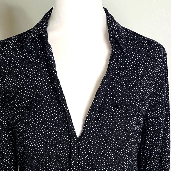 Spense Black & White Polka-dot Longsleeve Blouse, Size Medium - Picture 3 of 10